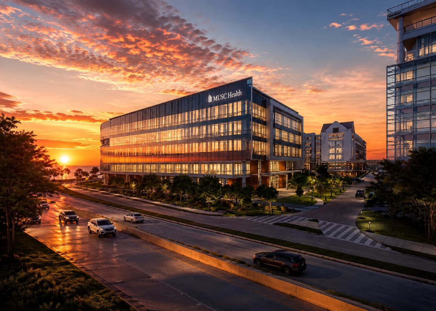 MUSC Health 334 Calhoun MOB/ASC at sunset