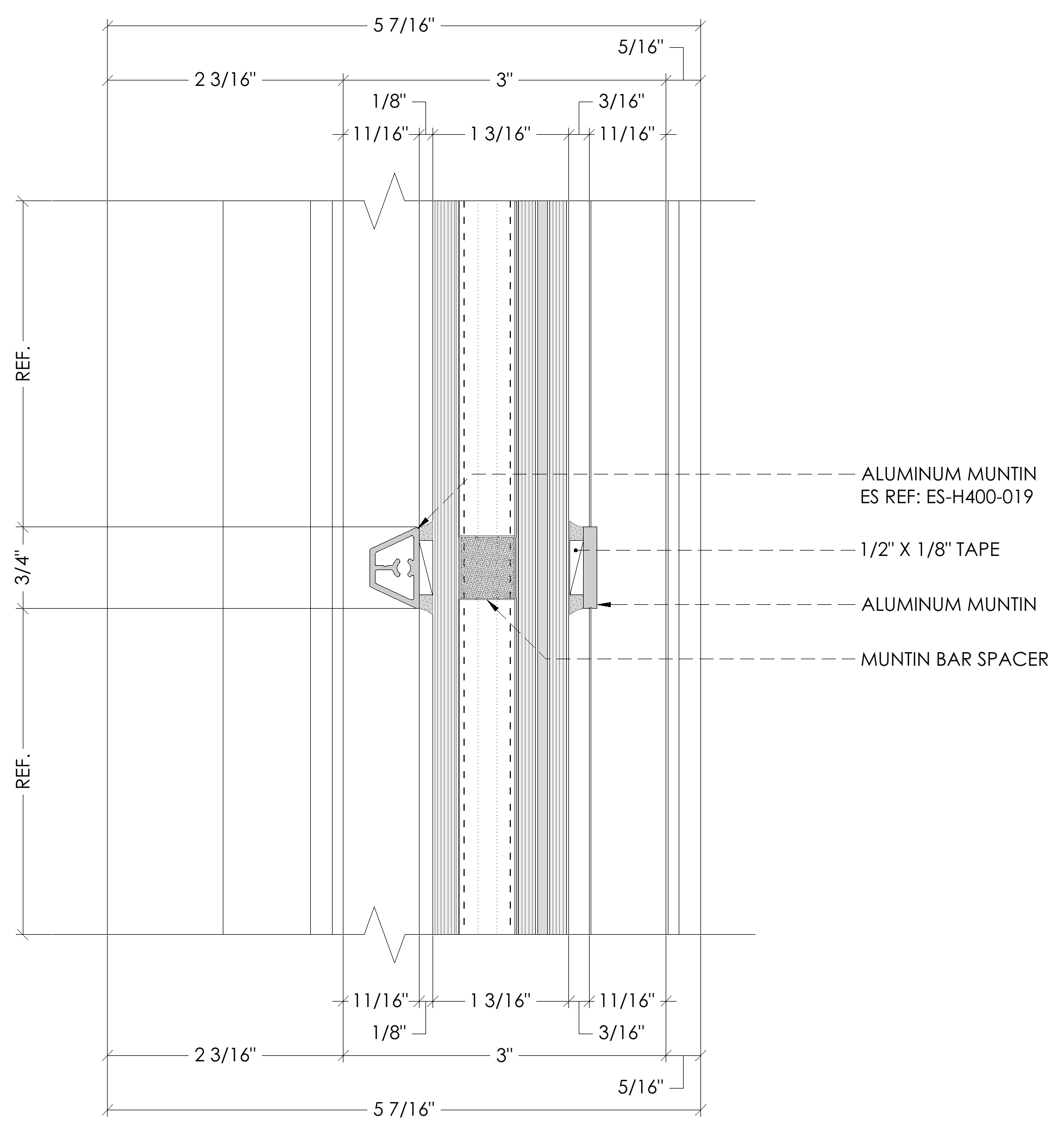 ES-P300 horizontal muntin detail, SD-002 / 1