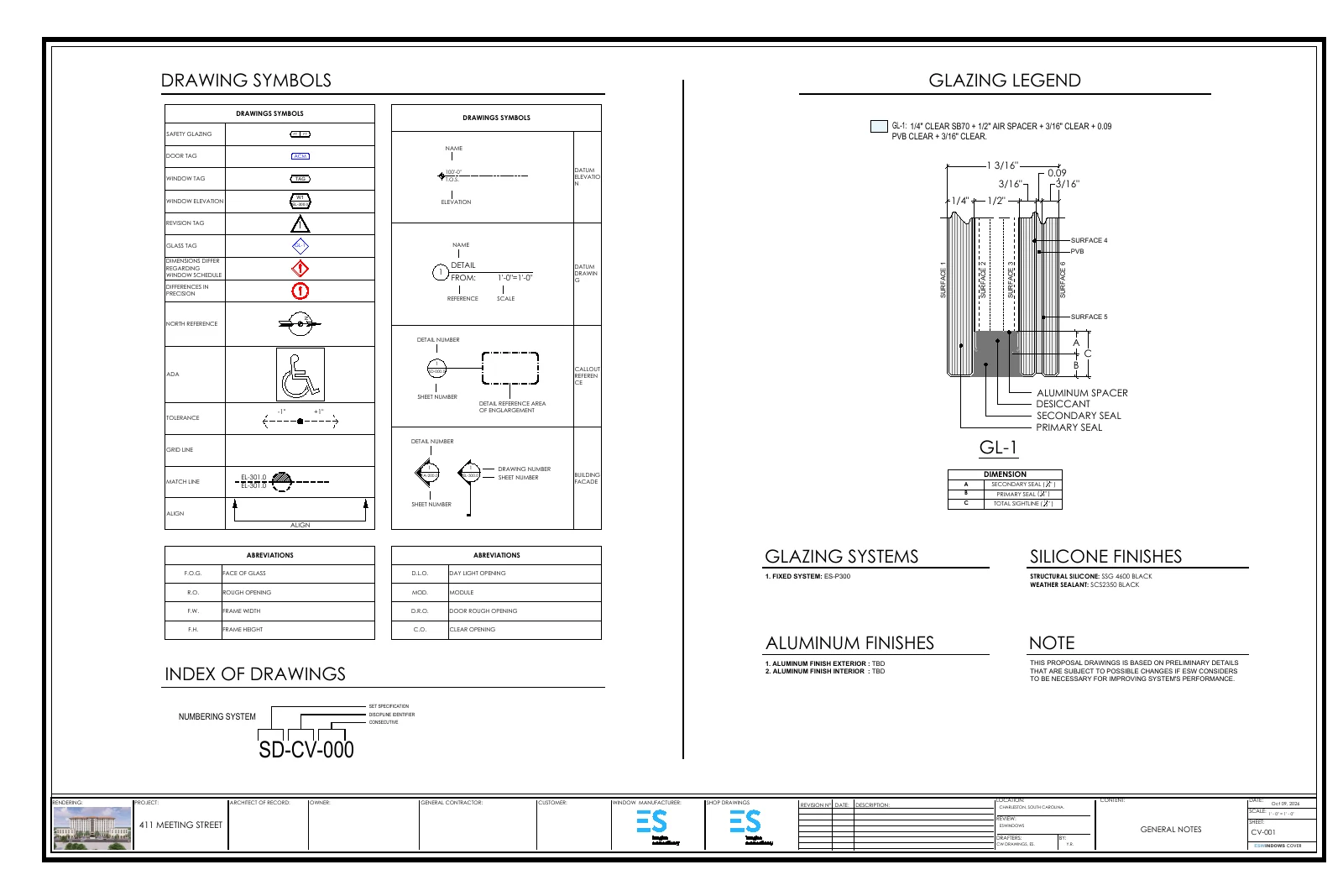 Sheet CV-001, General notes