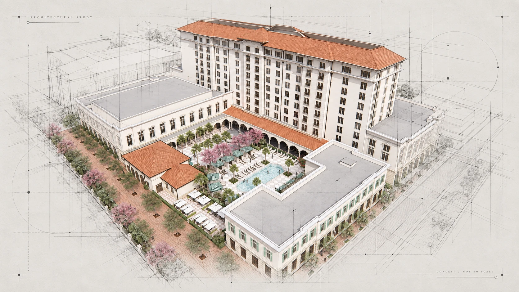 411 Meeting Street — site overview, blueprint study