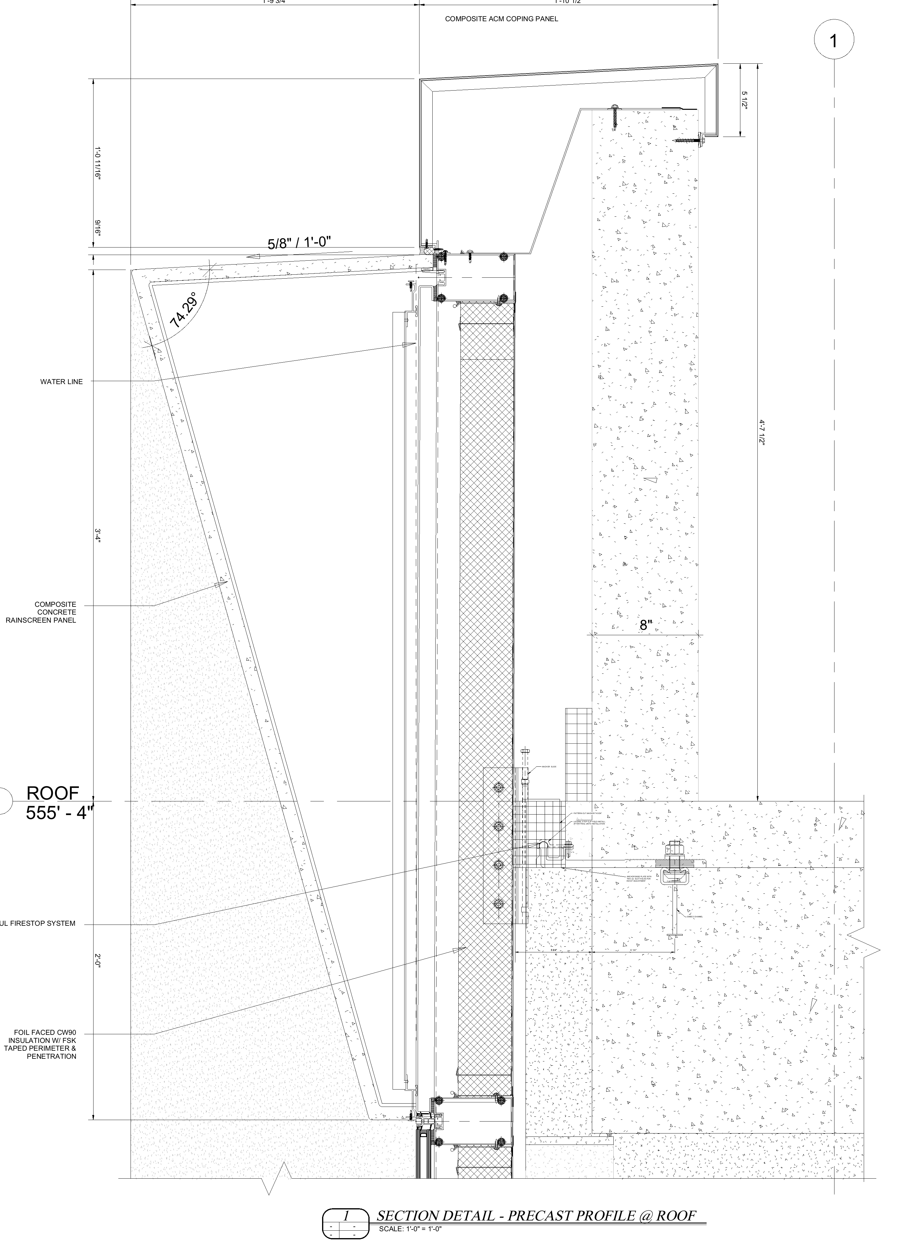 Roof profile section, rotated upright