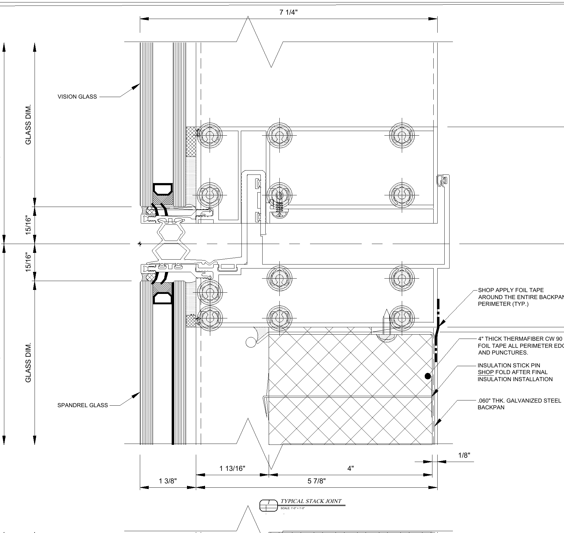 Typical stack joint between vision and spandrel units